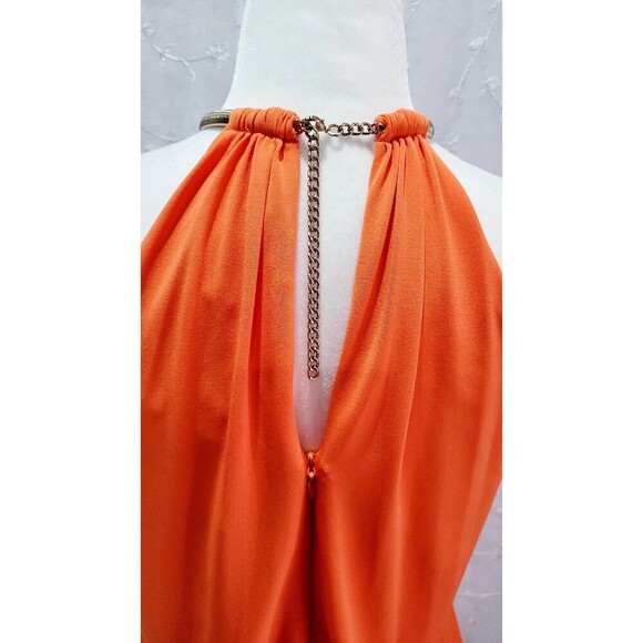 CACHE Orange Drop Waist Halter Layered Dress Sleeveless Stretch Women's 6 NWT - Picture 4 of 11